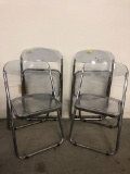 (4) Italian MCM Chrome & Lucite Folding Chairs