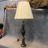 Tall Brass and Black Table Lamp