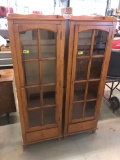 (2) Hardwood Glazed Bookcases