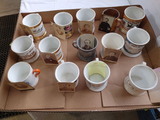 (17) Decorated Shaving Mugs