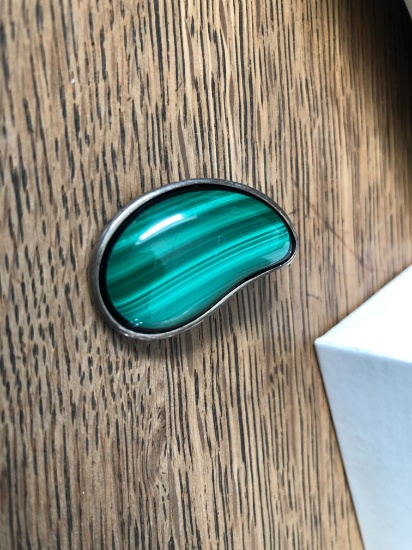 Sterling Silver and Malachite Pendant / Brooch