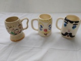 (3) Moustached Shaving Mugs