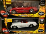 (3) Hot Wheel & Revell Corvette & Thunderbirds 1:18 Scale Die Cast Collectible Cars