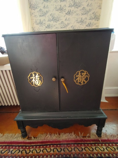 Painted Oriental Style 2 Door Cabinet
