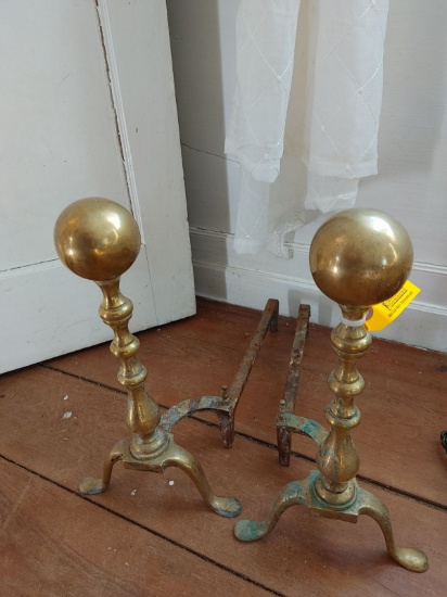 (2) Brass Cannonball Andirons