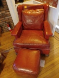 Vinyl Arm Chair w/ Ottoman