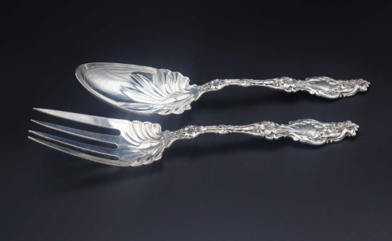Gorham-Whiting Lily Pattern Sterling Silver 2 Pc. Salad Serving Set