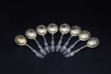 Set of (8) Gorham-Whiting Lily Pattern Sterling Silver Bullion Spoons