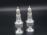 Pair of Empire Sterling Silver over glass Salt & Pepper Shakers