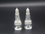 Pair of Crown Sterling Silver over glass Salt & Pepper Shakers