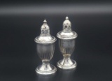 Pair of Sterling Silver over glass Salt & Pepper Shakers