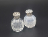Pair of Victorian Crystal Shakers with Sterling Silver Tops