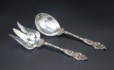 Reed and Barton Les Six Fleurs Pattern Sterling Silver 2 Pc. Salad Serving Set