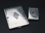 J.E. Blake Co. Wrought Sterling Silver with applied gold Cigarette Case and Matchbook Case Set