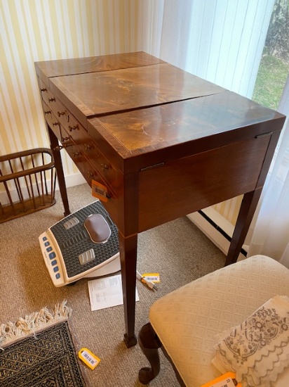 Antique Continental Inlaid Mahogany Dressing Table