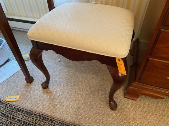 Queen Anne Style Upholstered Hardwood Stool