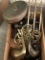 Brass Lot, Fireplace Tool Rests, Trivets, Swan, Bell, Etc