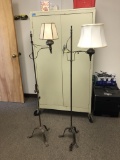 (2) Wrought Iron Floor Lamps w/ Fonts
