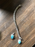 Silver Scarab Pendant and Bracelet