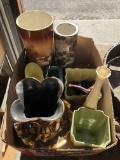 Box Lot, Pottery Vases, Kutani Vase, Etc.