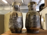 Pair MCM Pottery Vases Marked on Bottom