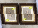 19th C George & Martha Washington Chromolithographs in Walnut Frames