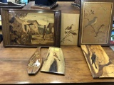 (6) Exotic Wood Inlaid Wall Plaques