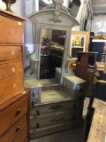 Blue Deep Well Mirrored Cottage Chest