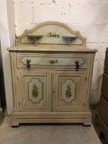 Blue Pansy Decorated Cottage Commode