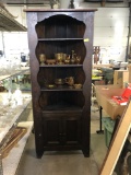 Dark Finished Solid Wood Corner Cabinet