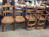 Set of (6) Caned Seat Butterprint Carved Chairs