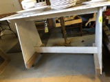 Trestle Work Table in White over Blue