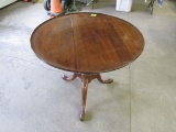 Mahogany Chippendale Style Tilt Top Bird Cage Tripod Base Table