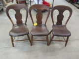 (3) Pine Balloon Back Side Chairs