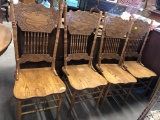 (4) Oak Press Back Chairs