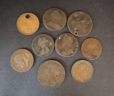 (9) Great Britian Copper Coins