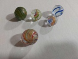 5 Hand Blown Swirl Marbles