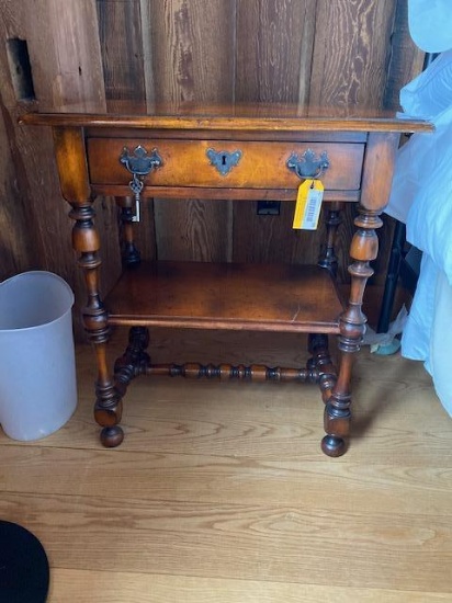 Pair of Quality William & Mary Style Burl Wood Stands with drawers