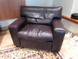 Custom Leather Upholstered Sofa and Chair and a Half