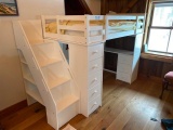 White Painted Bunk Bed / Desk Unit