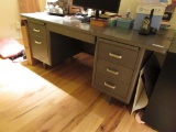 Vintage Metal Office Desk & Two Drawer Lateral File Cabinet