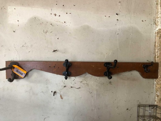 Coat Rack With 3 Old Harness Hooks