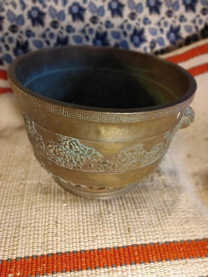 Heavy Vintage Bronze Oriental Planter