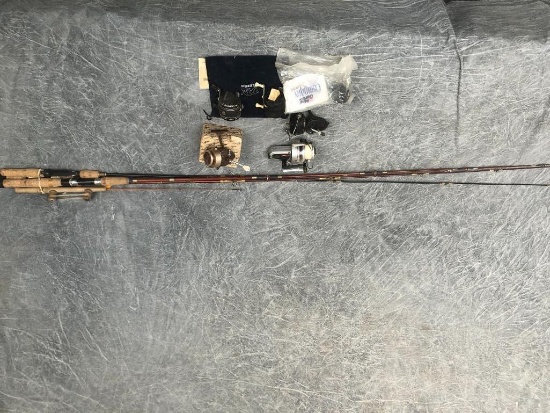 (5) Asstd. Vintage Fishing Reels, (4) Rods & Ice Fishing Rod