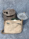 Arctic Creel with Maps, Minnow Bucket & Wicker Creel