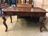 Hardwood Mahogany Three Drawer Desk w/ Bonus Chair