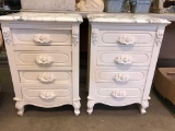 Pair of Marble White Painted (4) Drawer Stands