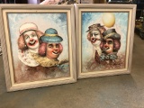 (2) Monet Oil on Canvas Clowns