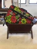Adirondack Style Log or Magazine Rack and Small Suitcase
