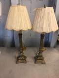 (3) Contemporary Brass Table Lamps